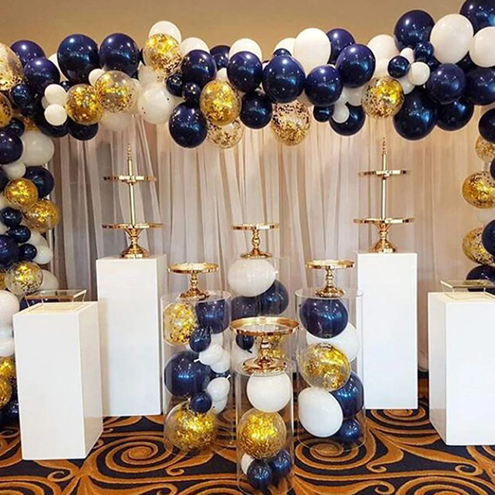 

61 шт./компл. Темно-синие золотой металлик шар арочный Комплект Одежда для свадьбы, дня рождения Macaron латекс конфетти воздушные шары-гирлянды ...
