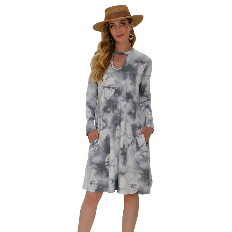 

Clothing Vendor Orange Ladies Tie Dye Long Sleeves Dresses Ladys Cloth Dress