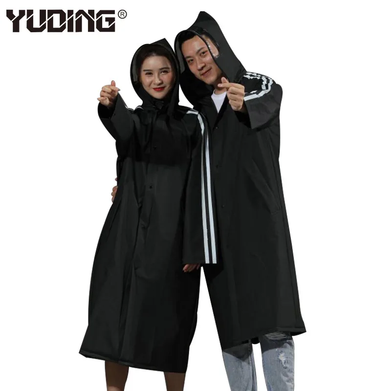 Длинный черный дождевик Yuding для взрослых мужчин и женщин пластиковый
