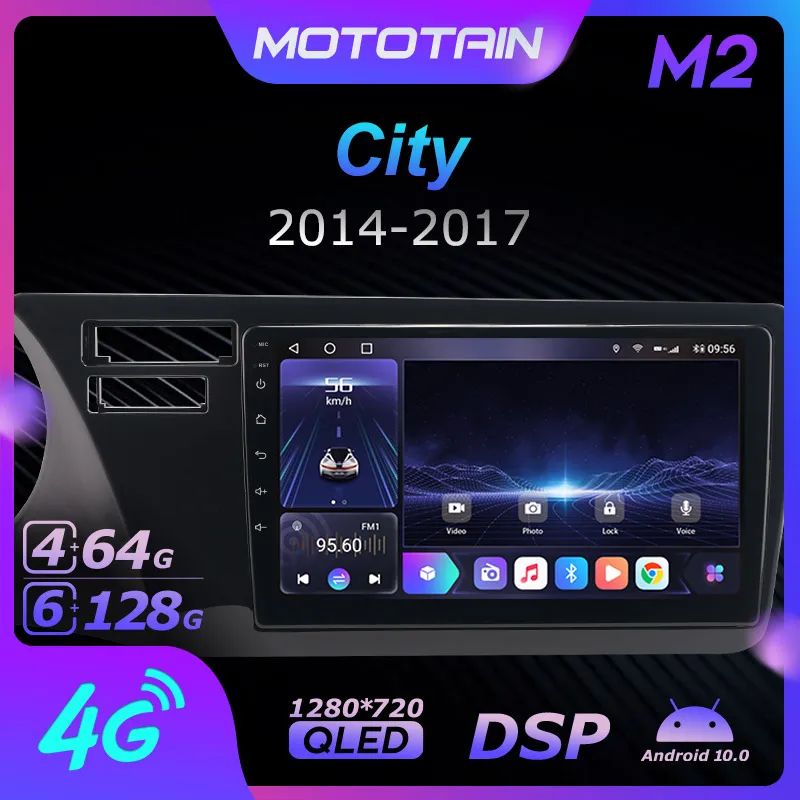 Автомобильный радиоприемник GPS Mototain 6G + 128G Android 10 0 для Honda City 2014-2017 навигационная