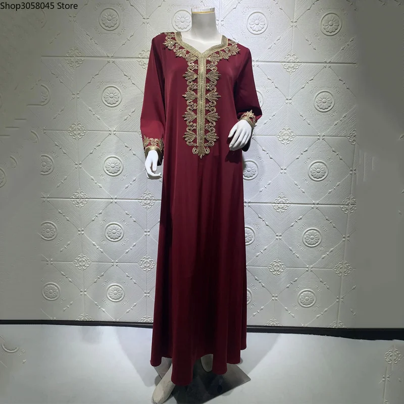 Abaya Dubai Muslim Women Dress Djellaba Femme Plus Size Boubou Long Sleeve Gown Turkish Kaftan European Clothing | Тематическая