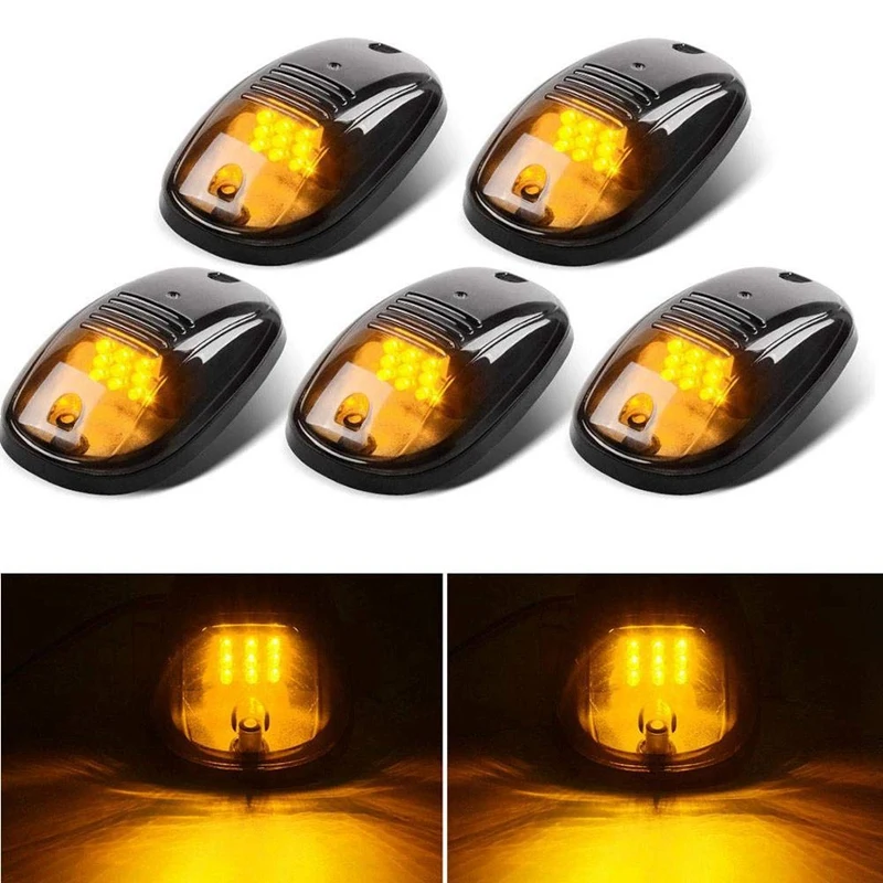 

5Pcs 12-LED Car Cab Roof Marker Lights for Truck SUV LED DC 12V Black Smoked Lens Lamp Car External Lights