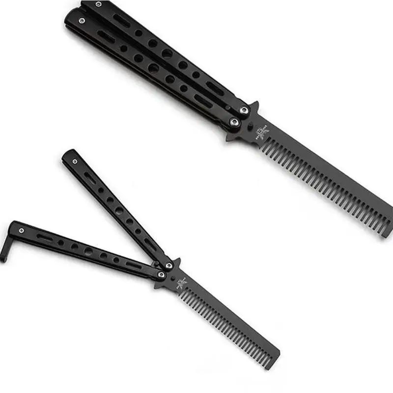 Нержавеющая сталь Серебристый Черный Практика гребень с бабочкой тренировочный