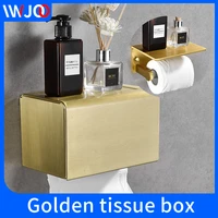 bathroom brushed gold tissue box wall mount screw free installation toilet aluminum roll paper towel holder tissue boxes