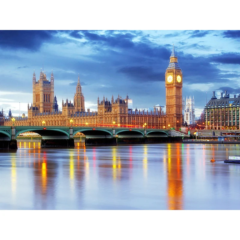 100% полноразмерная 5D алмазная живопись сделай сам городской пейзаж 3D круглая