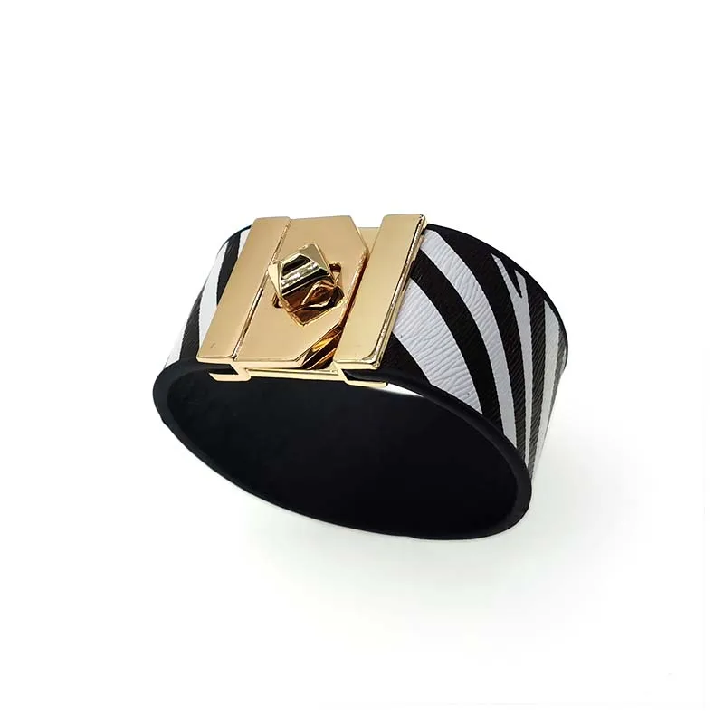 Женский кожаный браслет с леопардовым принтом элегантный широкий лето