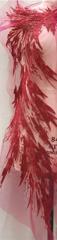 Wine red 1 Pcs price Большой размер крылья вышивка аппликация узор кружева патч цветок ткань паста DIY свадебное платье одежда аксессуары - Цвет: Wine red 1 Pcs price