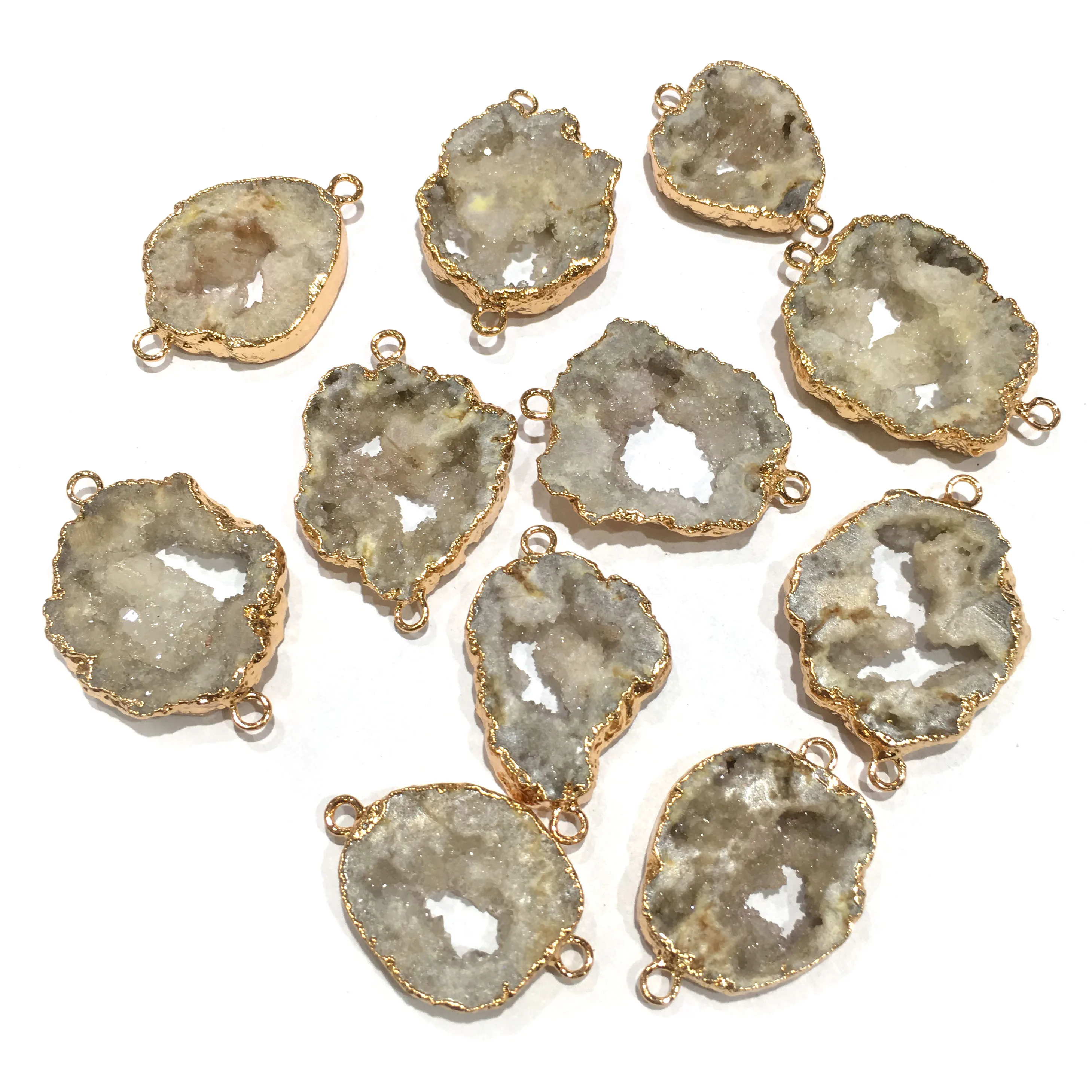 

Natural Irregular Druzy Crystal Geode Agates Stone Pendant Links Healing Chakra Gemstone Charms for Jewelry Making