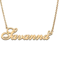 love heart savanna name necklace for women stainless steel gold silver nameplate pendant femme mother child girls gift