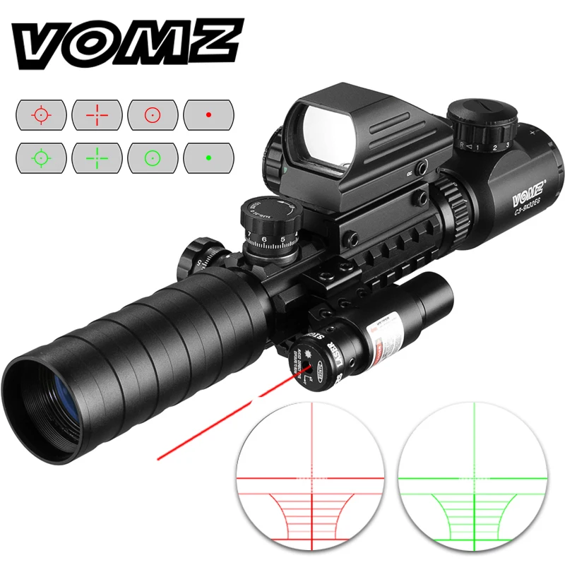 

3-9x32 Scope Illuminated Rangefinder Rifle Holographic 4 Reticle Sight 20mm Red Grenn Laser For Hunting Riflescope