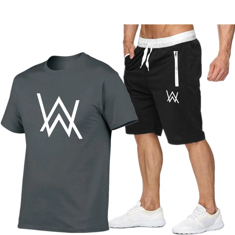 

Summer men's T-shirt suit casual printing fitness jogging shorts T-shirt two-piece fashion men's sportswear quick-drying shorts