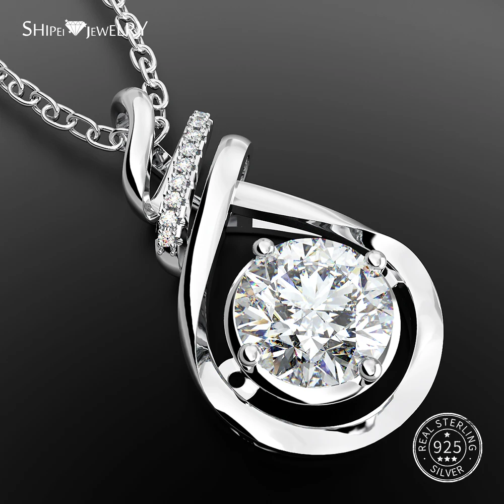 Женское ожерелье с подвеской из серебра 100% пробы натуральным сапфиром|Ожерелья| |