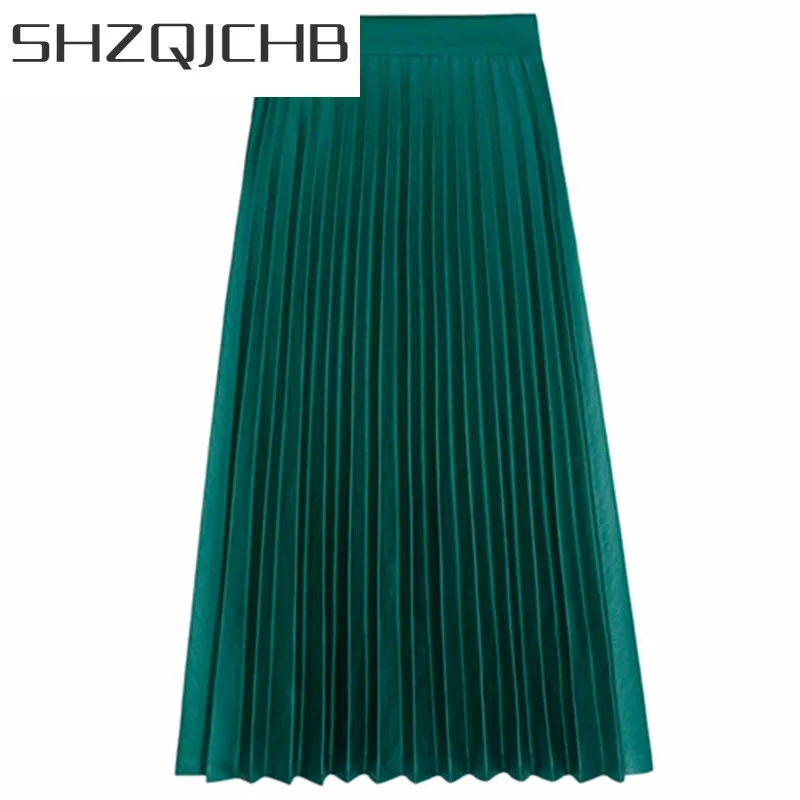 

SHZQ Women's Clothing of Large Sizes 4XL Skirts Fashion Newest Spring Long Pleated Skirt Office Ladies Casual Clothes LWL378