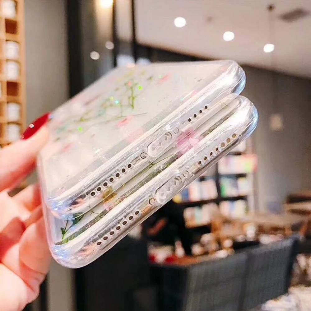 Прозрачный чехол для телефона с настоящими высушенными розовыми цветами iPhone 11 Pro