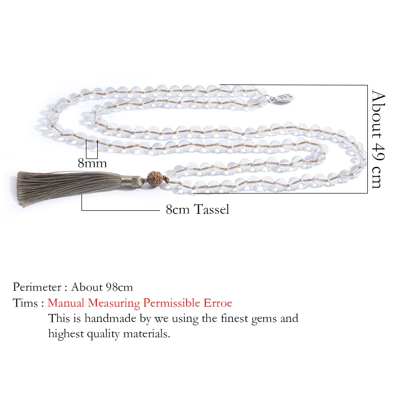 8 мм со стразами и кристаллами белого цвета 108 мала ручной завязывают длинное