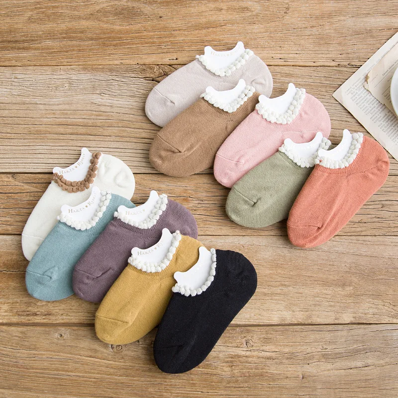 Модные мягкие хлопковые женские носки с кружевными оборками высокое качество