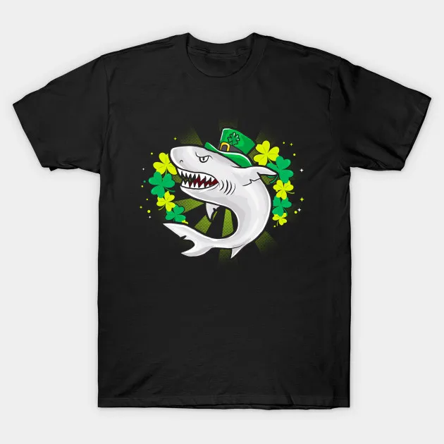 

Funny St.Patrick's Day Shark T-Shirt. Summer Cotton Short Sleeve O-Neck Mens T Shirt New S-3XL