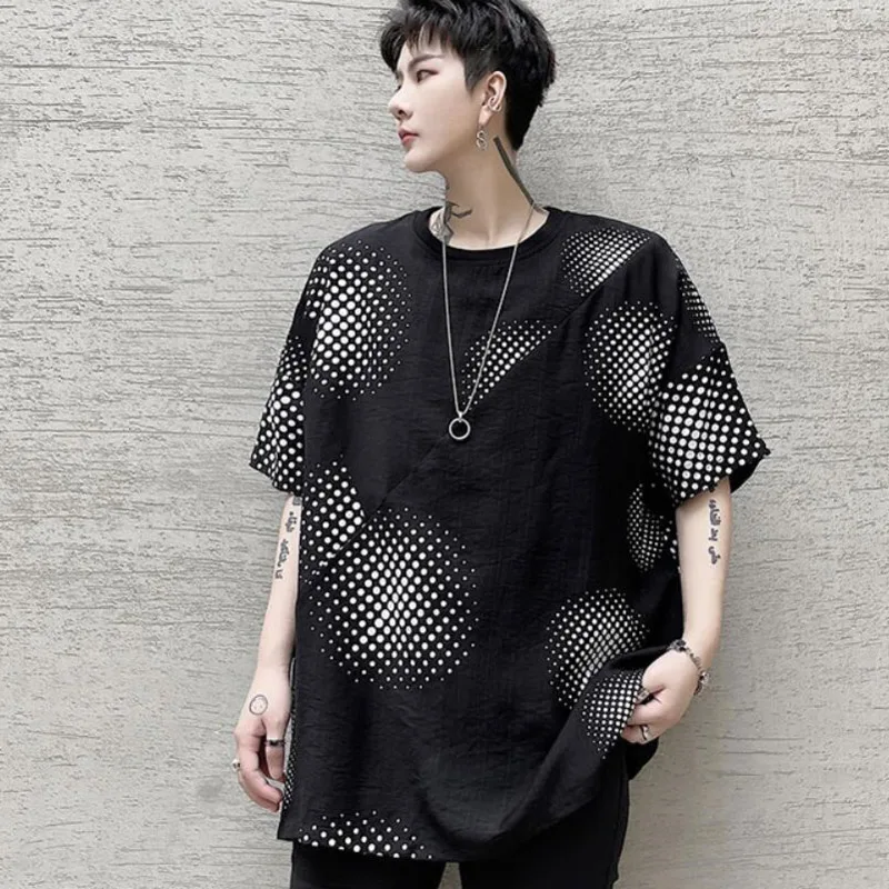 

Summer Short-sleeved T-shirt Men's Fashion Retro Printing Casual Tshirt Men Streetwear Korean Loose Hip-hop Oversize T Shirt Men