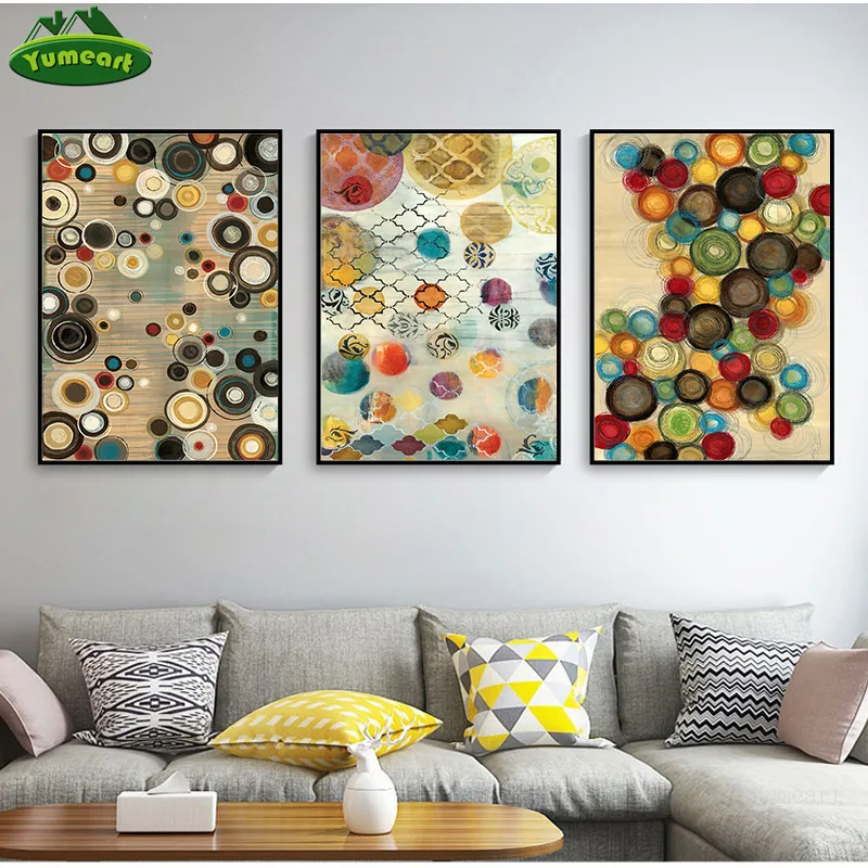 Абстрактная Геометрическая круглая изогнутая линия настенная Картина на холсте
