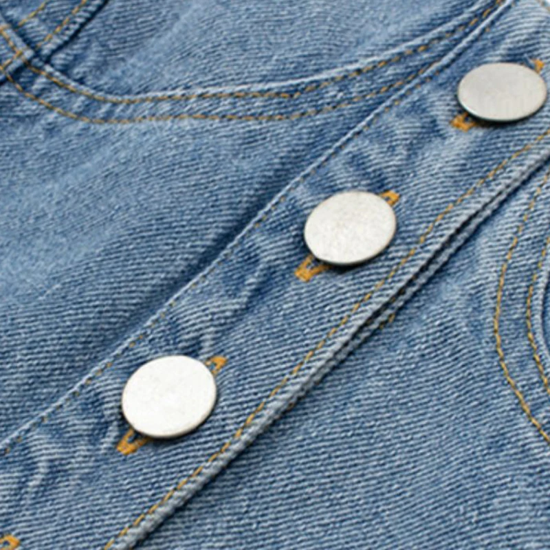 

SISPELL Patchwork Buttons Denim Vest For Female Square Collar Sleeveless High Waist Slimming Cropped Women's Sexy Vest Tide