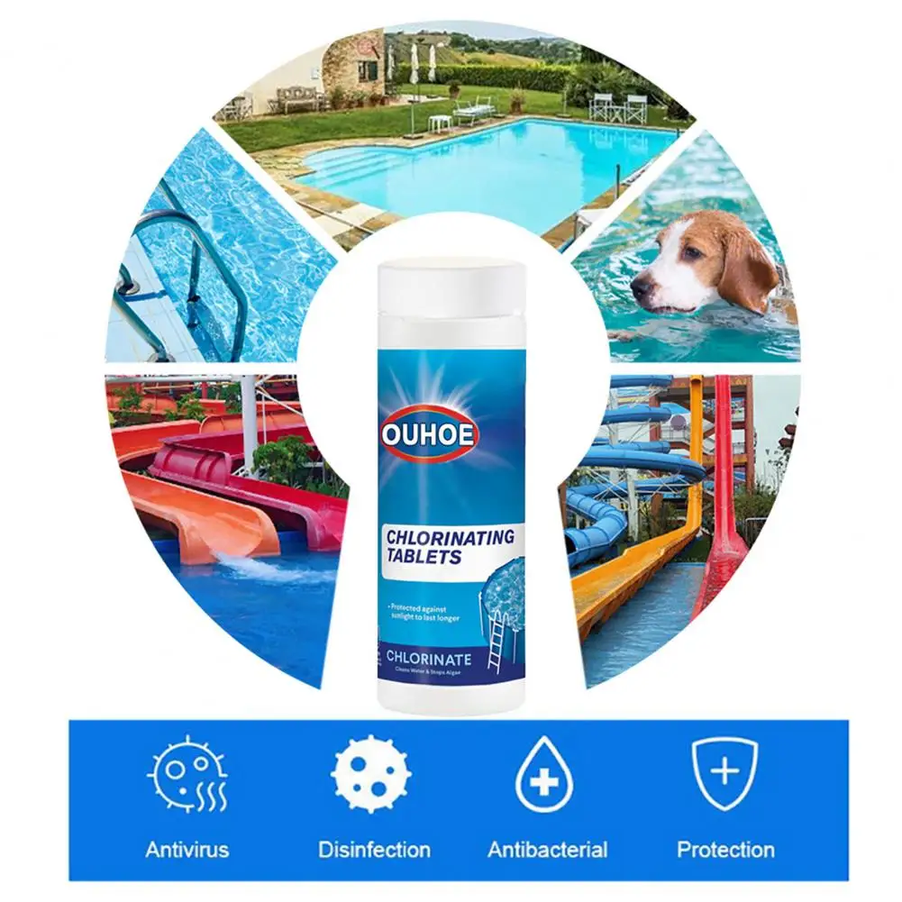 Pool 100pcs/bottle of swimming pool tablets Instant foaming foam cleaner Disinfecting chlorine pads High efficiency and safety | Спорт и