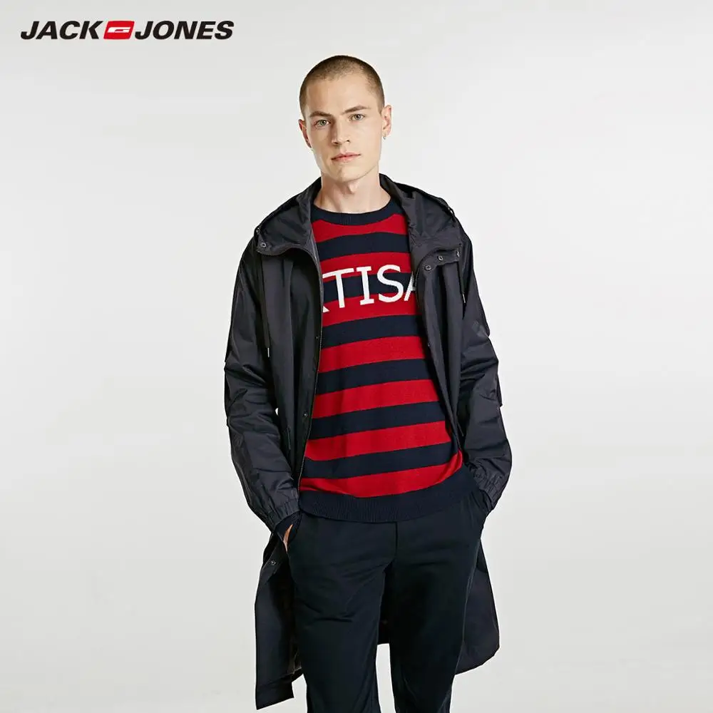 Мужской Тренч с капюшоном JackJones ветровка длинная Мужская куртка стиль 218321531 |