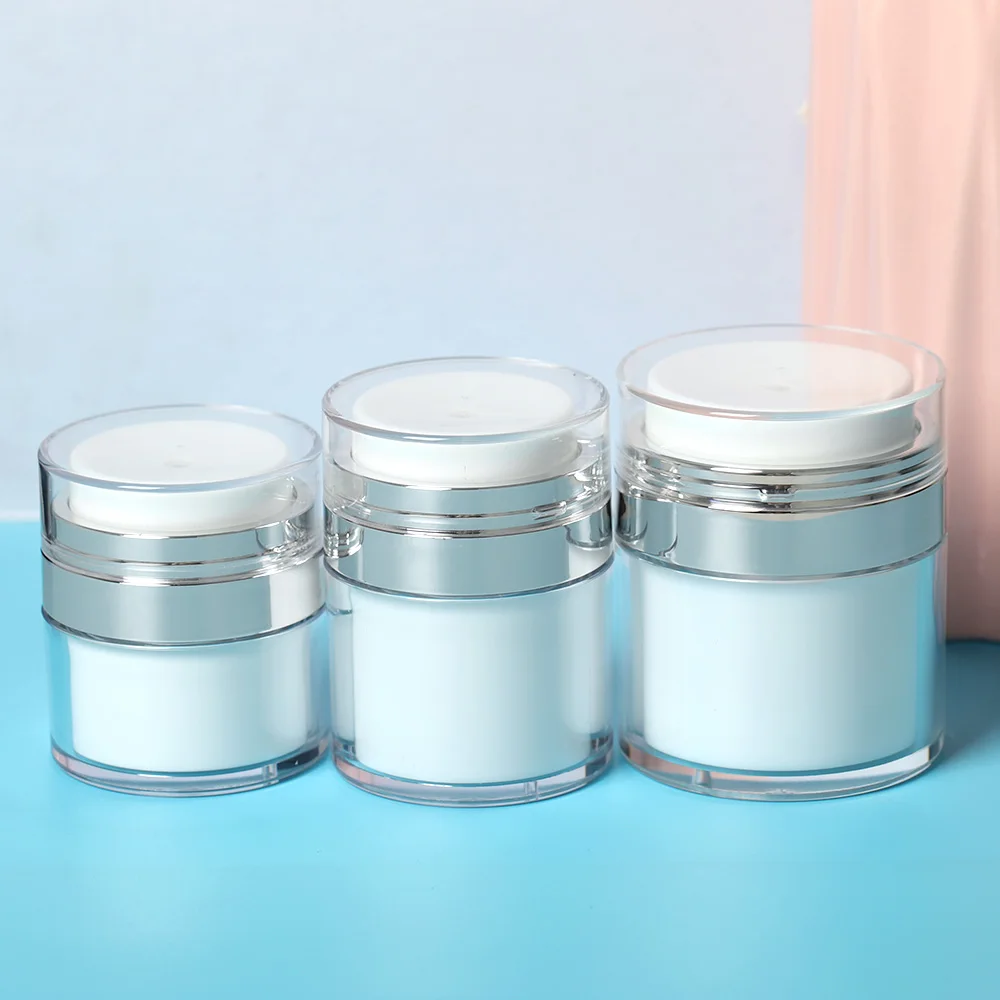 

3 Pieces/Set Airless Pump Jars Empty Refillable Makeup Cosmetic Jar Containers Travel Lotion Cream Bottle Sample Vial 15/30/50ml