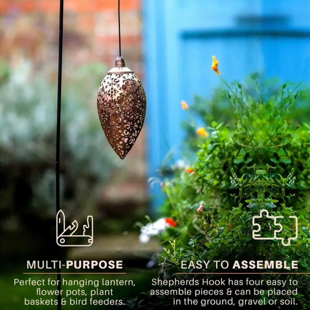 

Garden Wrought Iron Solar Moroccan Style Drop-shaped Hollow Waterproof Chandelier Outdoor Solar Lantern Hanging