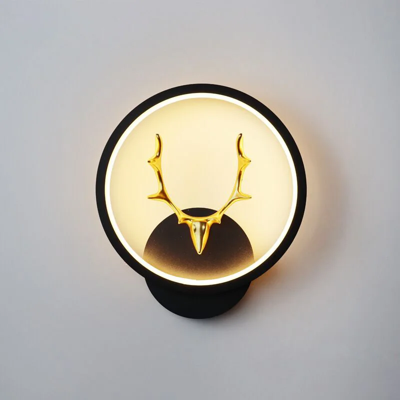 Round/Square Aluminum Led Wall Mounted Lamp Modern Fashion Gold Antlers Black White Interior Background Decoration Lighting | Освещение