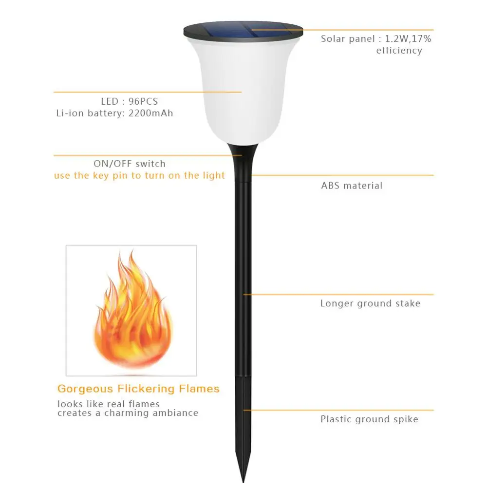 Авто Вкл/Выкл фонарь на солнечной батарее свет танец пламени дизайн Открытый