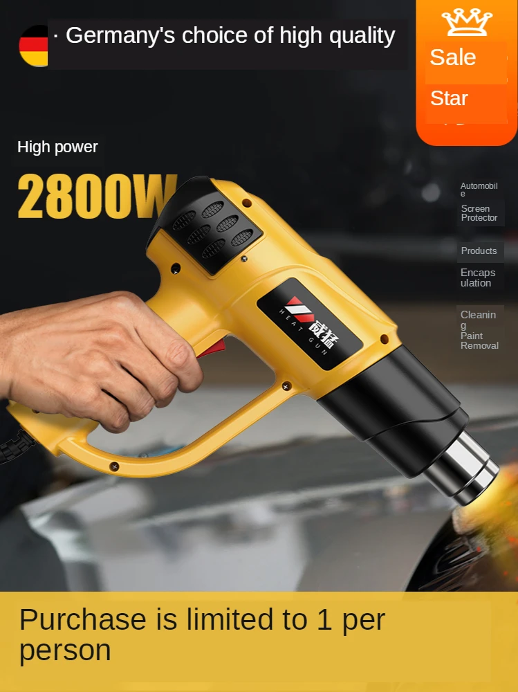 

2500W digital display electric hot air gun temperature control hair dryer hot air gun welding tool adjustable + nozzle