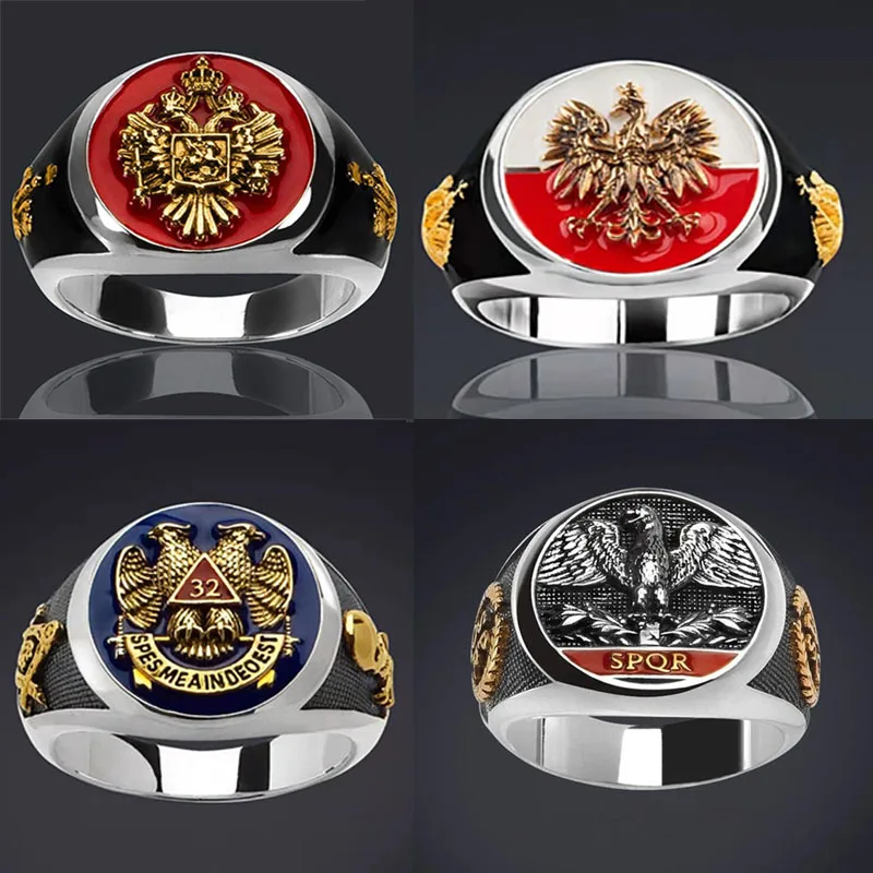 

Mifeiya Hot Sale Western European Noble Symbol Domineering Crown Double Head Eagle Male Ring for Men Party Jewelry Size 6-14
