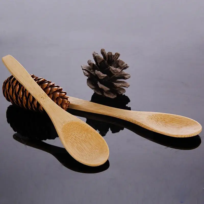 

1Pcs 13cm Long Handle Bamboo Spoon Coffee Tea Sugar Cooking Seasoning hHousehold Products Multi-Purpose B5T4