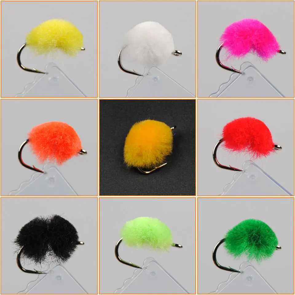 ICERIO 9PCS Trout egg Salmon Roe Tying Hook Fishing Fly Lure Baits #12 | Lures