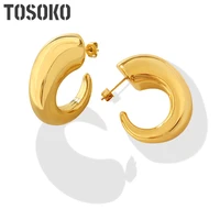 tosoko stainless steel jewelry c shaped sharp angle geometric earrings womens fashion earrings bsf574