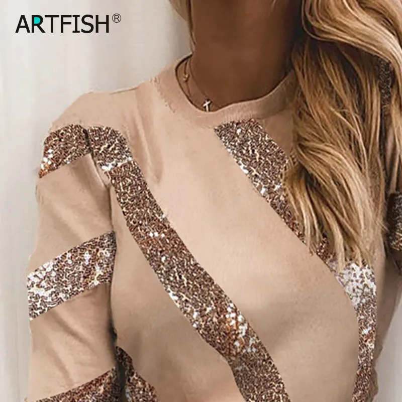 Пуловер в стиле Харадзюку женские элегантные толстовки с блестками свитшот