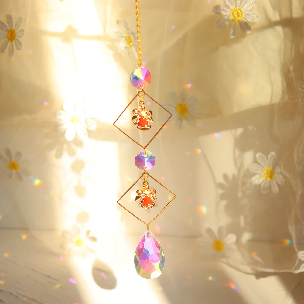 Crystal Wind Chime Christmas Pendant Santa Xmas Trees Drop Ornament for Home Window Wall New Year's Decor 2022 Gifts | Дом и сад