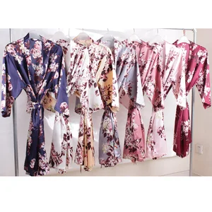 Satin robe Bride robe Bridesmaid Robes Flower girl robe short Solid night sleeping pajamas Blossom r in USA (United States)