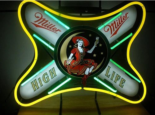 Неоновые вывески Miller Lite Time из настоящего стекла пивной бар магазин вечерние