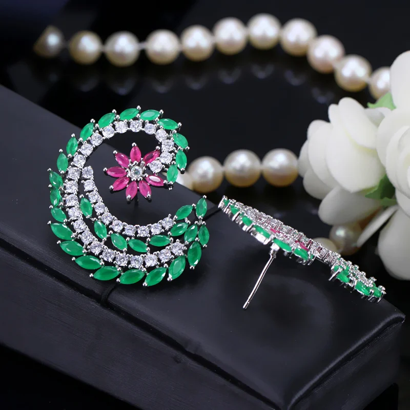 BeaQueen Beautiful CZ Marquise Cut Dark Blue Yellow Cubic Zirconia Large Stud Earrings Women Bohemia Costume Jewelry E136 | Украшения и