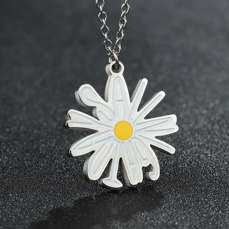 

Цепочка женская из нержавеющей стали с подвеской в виде цветка ромашки