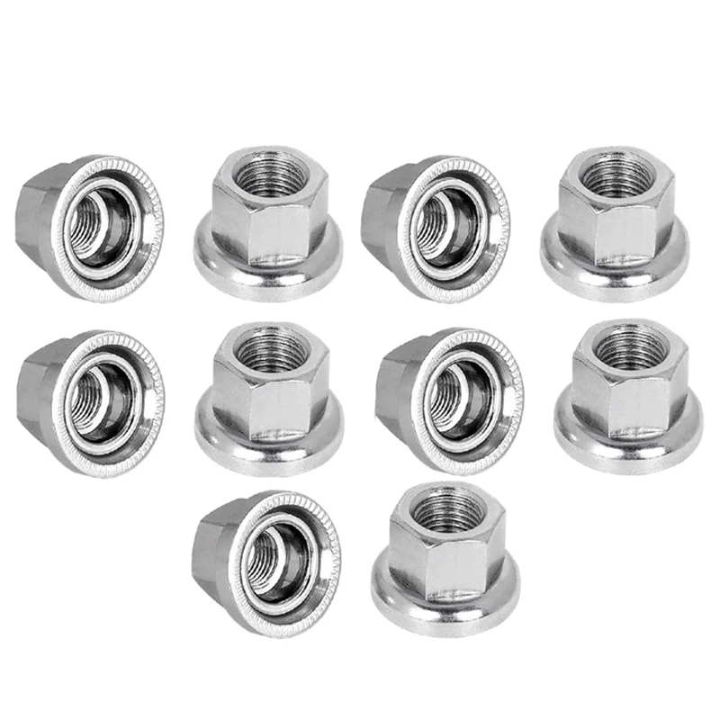 

10 Pcs Bicycle Wheel Axle M10 Nut for Mountain Road Bike MTB Wheel Hub Bolt Screw