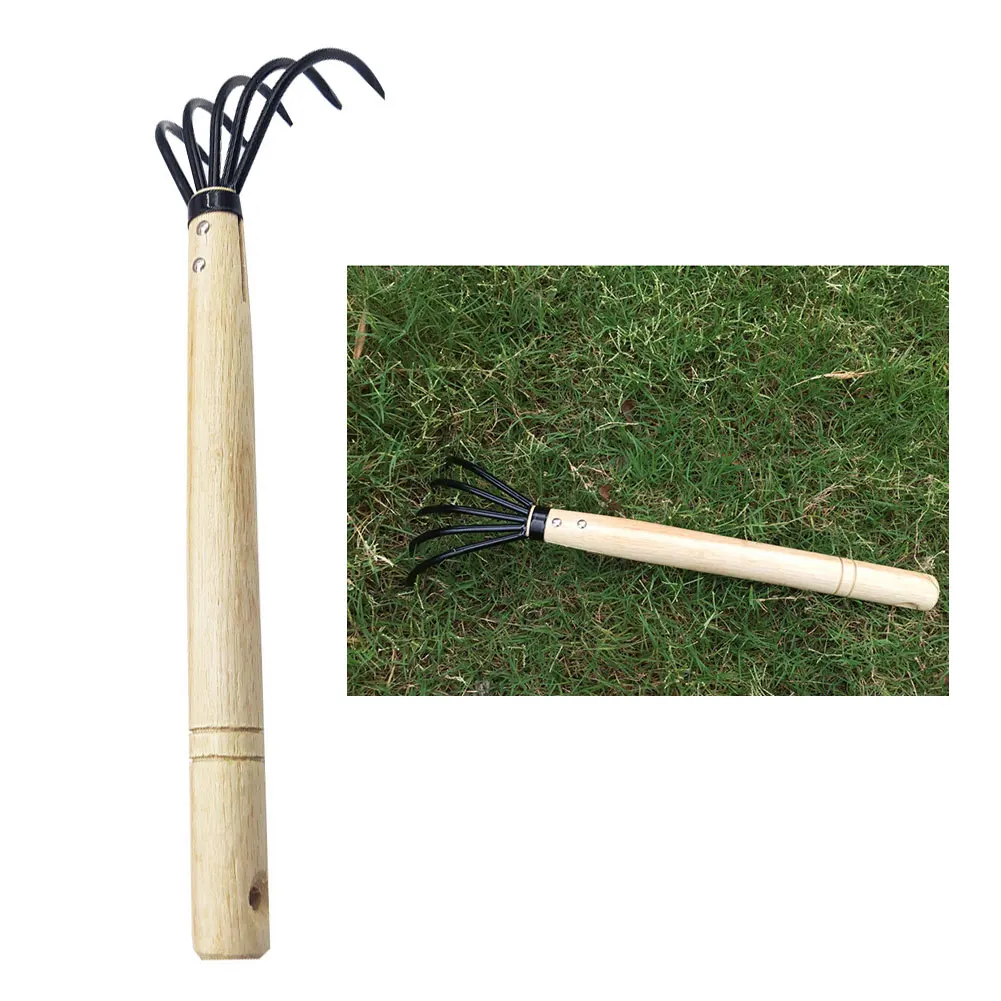 

Garden Leaf Collection Five-tooth Rake Comb Weeder Cultivator Hand Tool Carbon Soil Tiller Claw Rake Gardening Tools 5-Prong