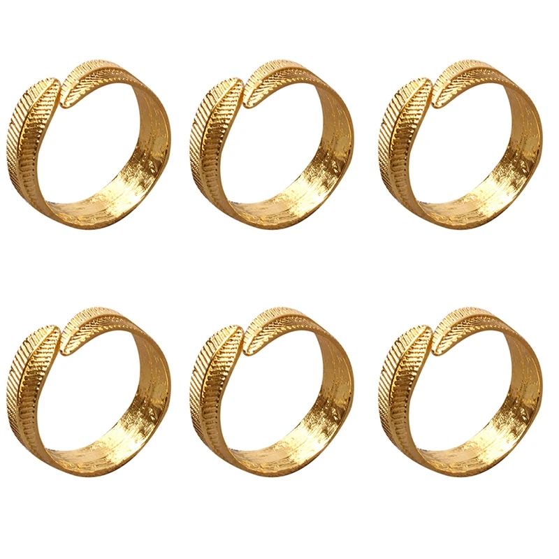 

6Pcs Alloy Leaf Modern Meal Buckle Cloth Ring Hotel Model Room Napkin