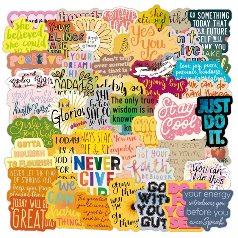 

10/30/50PCS Inspirational English Letters Graffiti Skateboard Guitar Suitcase Waterproof Stickers Decorative Toys Wholesale