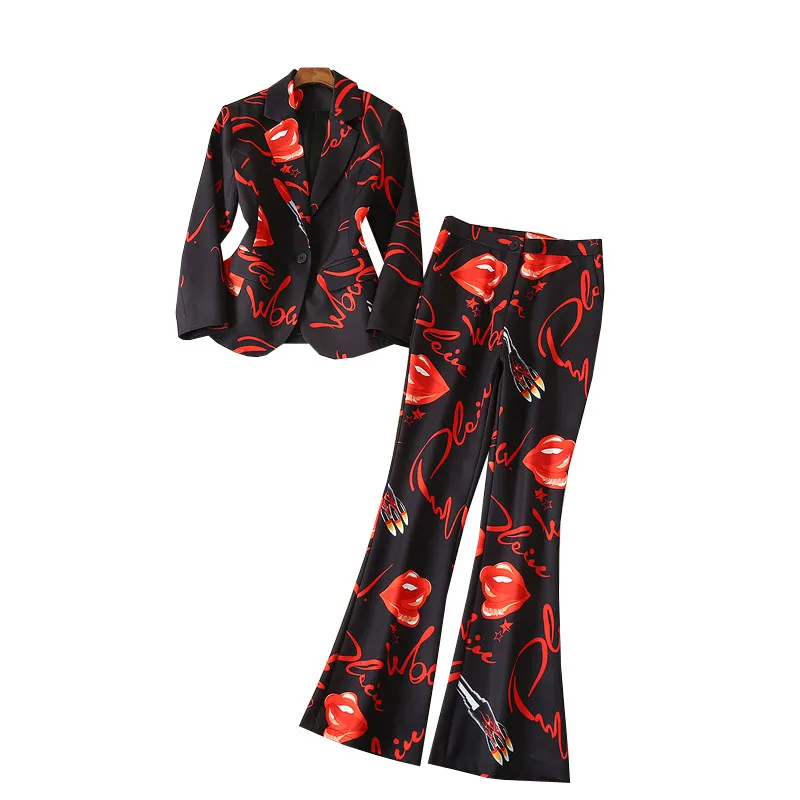 

JCHB 2021 temperament new personalized printed suit coat show thin pants ol professional suit