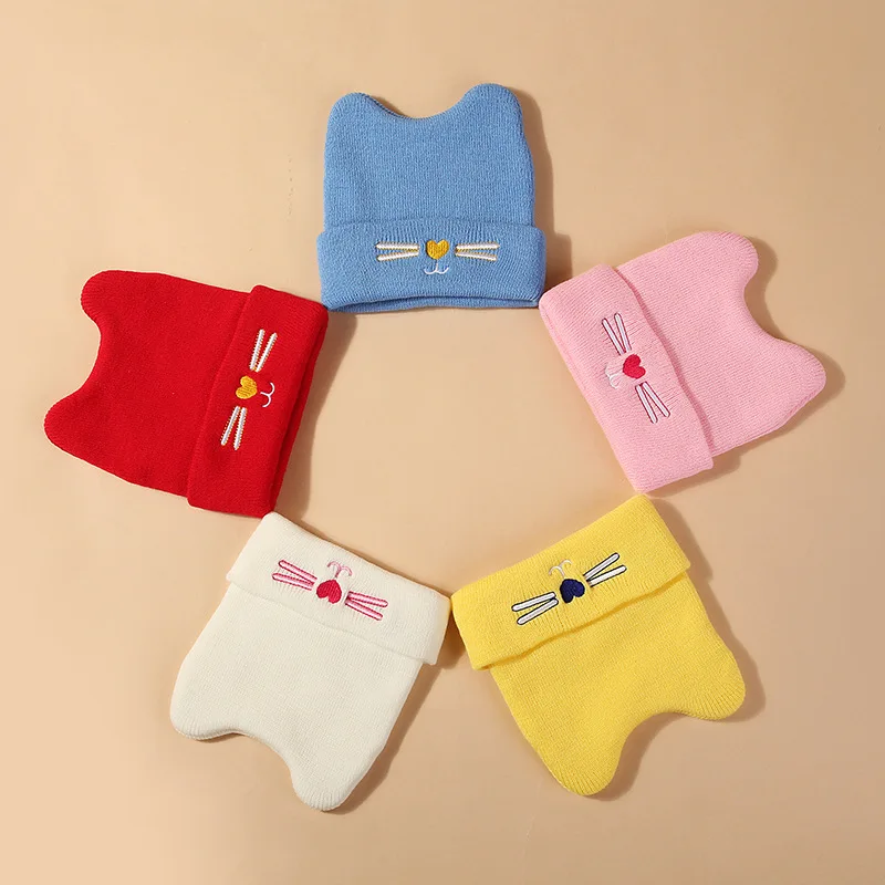 2021 New Cute Baby Hats Cartoon Warm Thermal Knitted Caps Autumn Winter Soft Hat for Boys Girls Infants Kids Dropshipping | Детская