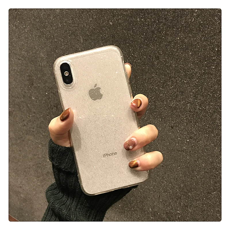 Чехол с блестками для iPhone 11 Pro XR XS 8 7 Plus 6S 12 прозрачный мягкий ударопрочный чехол из
