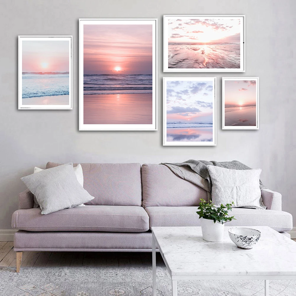 

Wall Art Canvas Sunset Seascape Bali Beach Wave View Poster and Print Painting Picture for Living Room Nordic Home Decoration