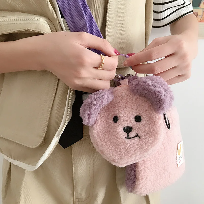 

Small Crossbody Bags Candy Color Shoulder Bags For Girls Women Mini Messenger Bag Cute Plush Phone Bag Zipper Coin Purse